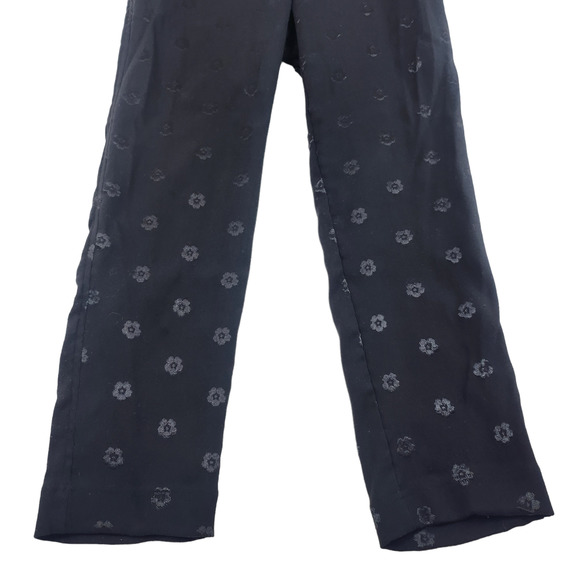 Loft Petites Pants 4p 29 Black Floral Embroidered Dressy Relaxed Capris Marisa - Picture 5 of 12